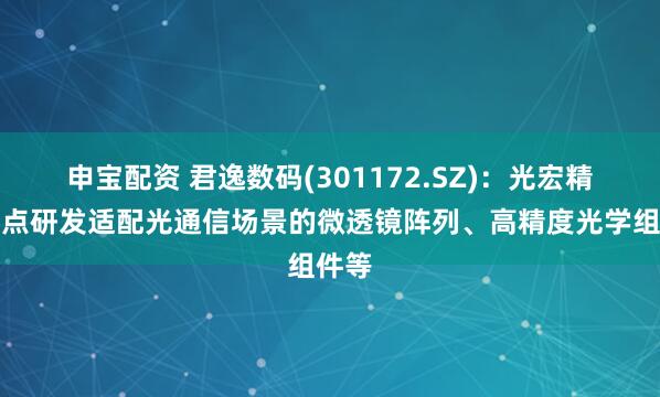 申宝配资 君逸数码(301172.SZ)：光宏精密重点研发适配光通信场景的微透镜阵列、高精度光学组件等